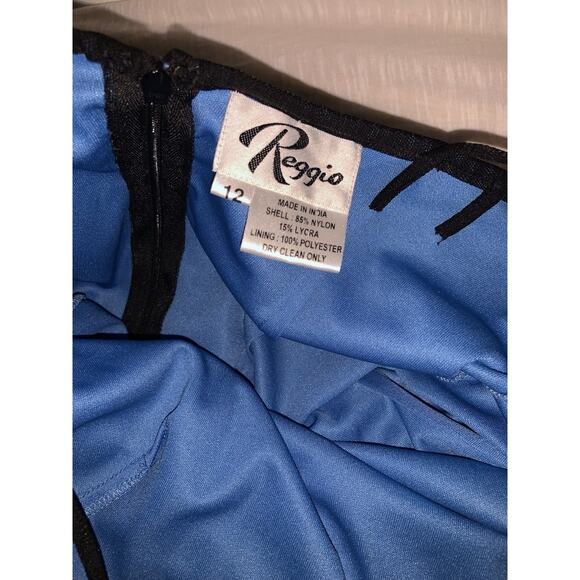 Vintage Reggio Prom Dress Maxi Gown 12 Blue Black Goth 90s Y2K Floral Mesh Bead - Picture 7 of 9